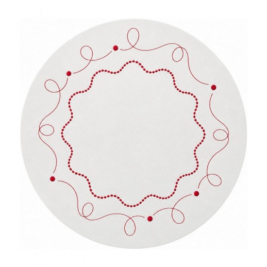 Lugar Americano 38cm Fluir Branco e Vermelho PVC